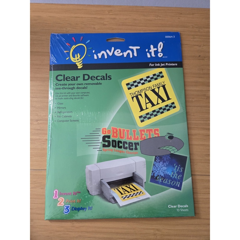 Invent It Clear Decals, 10 Sheets Of Clear, Removable Decals. SEALED